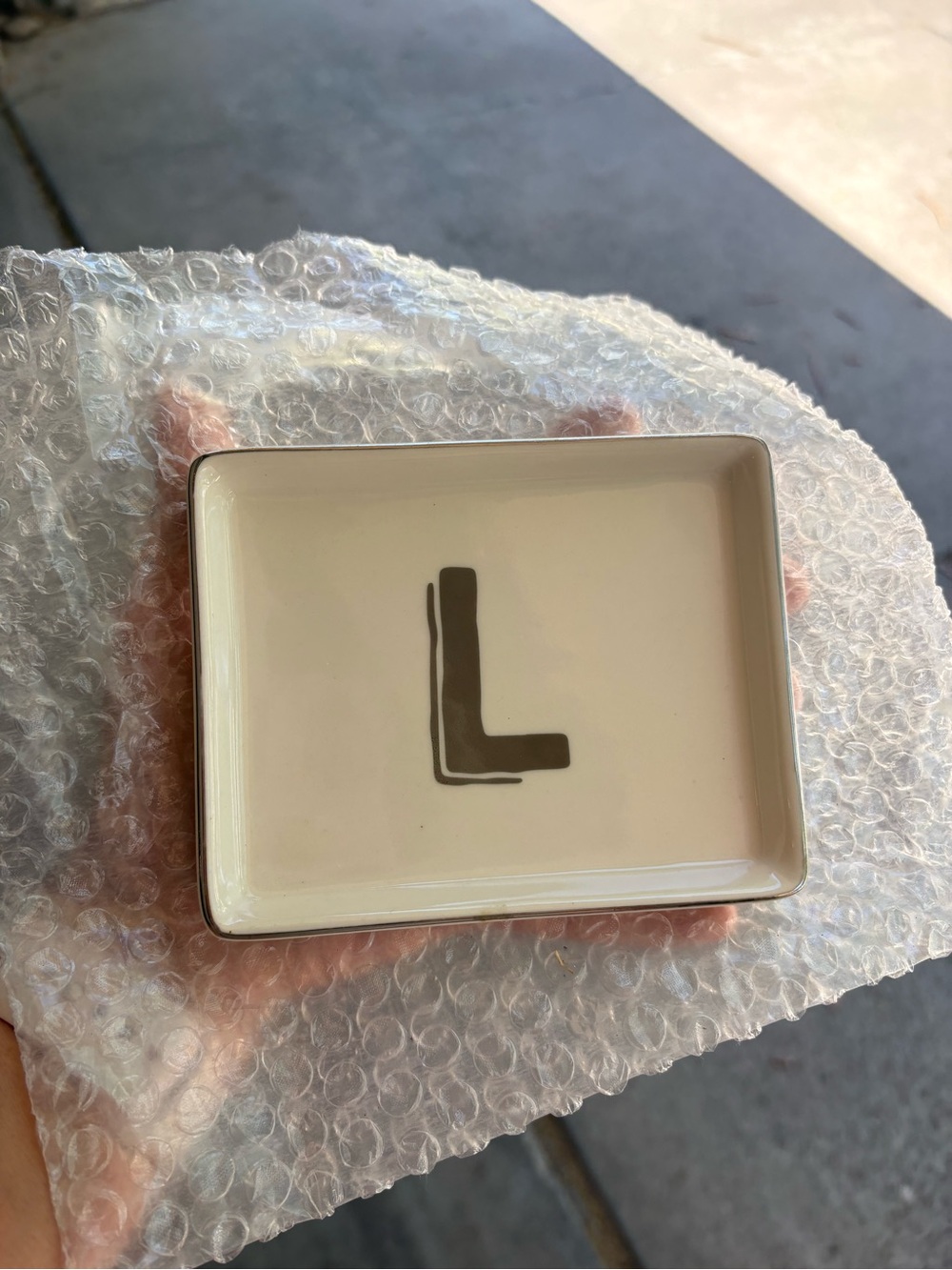 Threshold Ceramic Trinket Tray- Monogram